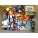 A COLLECTION OF PLAY-WORN DIE-CAST MODEL VEHICLES, INCLUDING MATCHBOX, LESNEY, CORGI, AND MORE [A