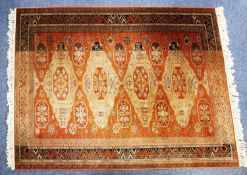 PAKISTAN BOKHARA SMALL CARPET with a row of four large primary guls flanked by two rows of six