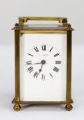 AN EARLY 20TH CENTURY ENGLISH CARRIAGE CLOCK, ‘PONTYPOOL’, 4 ½” HIGH