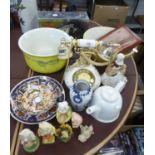 MIXED LOT TO INCLUDE; OLD TELEPHONE, CHAMBER POT, VINTAGE MIXING BOWL, 'DREAM CHASER' MOTORBIKE