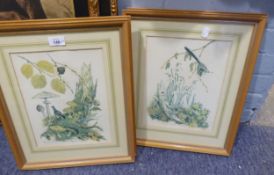 MARJORIE BLAMEY  ARTIST SIGNED PROOF COPIES OF FOUR COLOUR PRINTS BIRDS AND FLOWERS (4)