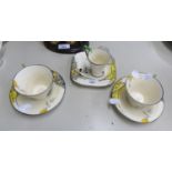 ART DECO PAN PATTERN PART TETE A TETE TEA SET, by Burleigh Ware, including two cups and saucers,