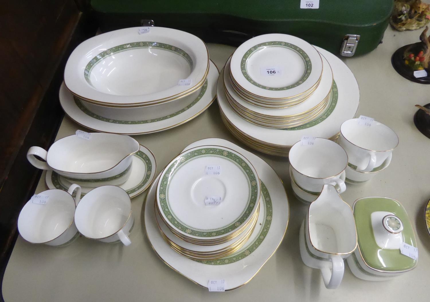 ROYAL DOULTON RONDALAY PATTERN PART DINNER SERVICE, INCLUDING VEGETABLE TUREENS, MEAT PLATE, SAUCE