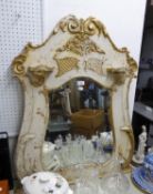 A PAINTED PLASTER FRAMED WALL MIRROR