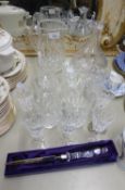 TWO SETS OF SIX WATERFORD DRINKING GLASSES, SHERRY, 5” high and TUMBLERS, 4 ½” high, MATCHING