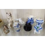 NINE SMALL PIECES OF CERAMIC AND GLASS, including: ROYAL DOULTON BEGGING DOG (HN2589), ‘BRISTOL’