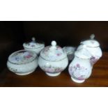 4 COALPORT CHINA ‘THE GARDEN OF ROSES’ TRINKET BOXES AND COVERS AND THREE SMALL VASES AND COVERS (7)