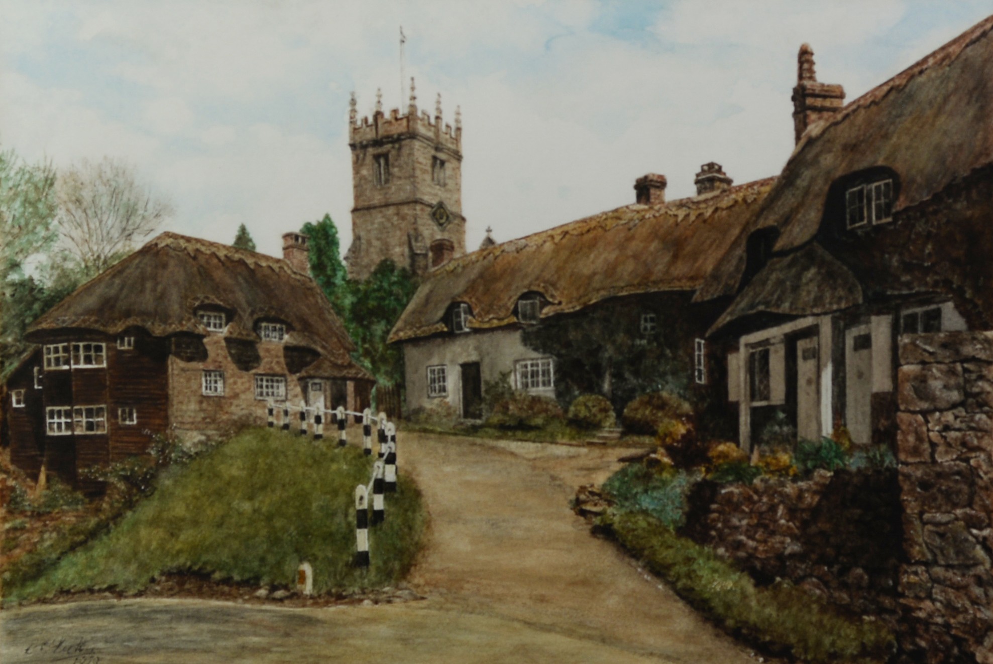 D S PICTON (TWENTIETH CENTURY) WATERCOLOUR ‘Godshill, Isle of Wight’ Signed and dated 1979, titled