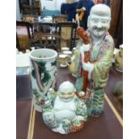 THREE PIECES OF TWENTIETH CENTURY CHINESE PORCELAIN, comprising: LAUGHING BUDDHA WITH CHILDREN