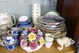 A SET OF SIX FLOW BLUE DECORATED CHINA TEACUPS AND SAUCERS; ‘SICILIA’ NORWEGIAN POTTERY RACK