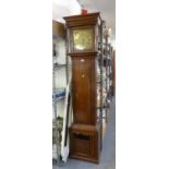 JOHN STOKES, 18TH CENTURY, OAK LONGCASE CLOCK WITH 11” SQUARE BRASS DIAL, THE HOOD WITH MOULDED