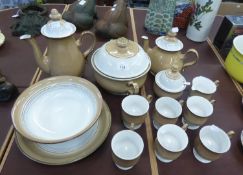 A SELECTION OF DENBY TEA, COFFEE AND DINNER WARES, TO INCLUDE; TEA AND COFFEE POTS, TUREEN AND
