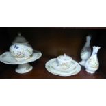 AYNSLEY CHINA ‘COTTAGE GARDEN’ PATTERN WARE, VIZ A PEDESTAL CAKE STAND, A GLOBULAR JAR AND DOMED