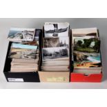 LARGE SELECTION OF EARLY 20th CENTURY TO CIRCA 1960s POSTCARDS SORTED INTO THREE SHOEBOXES,