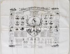 VICTORIAN PRINTED COTTON HANDKERCHIEF - Souvenir of the Record Reign of Queen Victoria 1897 - in
