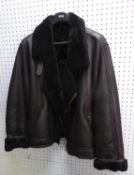 BLACK LEATEHR SHEEPSKIN BOMBER JACKET; a natural leather SHEEPSKIN GILET with buckle front and