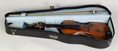 WILLIAM RITCHIE, CIRCA 1940s VIOLIN with hand-written label and having one piece 14in (35.5cm) back,