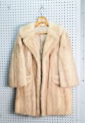 LADY'S MINK THREE-QUARTER LENGTH COAT, labelled - Tourmaline rare quality Emba natural pale beige