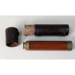 EARLY NINETEENTH CENTURY MAHOGANY & BRASS THREE-DRAW TELESCOPE inscribed GILBERT & SONS, '