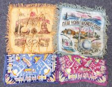 TWO NEW YORK WORLD'S FAIR 1939 SATIN FABRIC CUSHION COVERS, printed in colours with iconic views