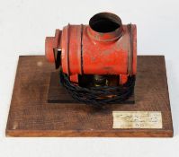 VINTAGE GERMAN CHILD'S MAGIC LANTERN SET, mounted on oak board and complete with 'Primus' and