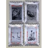FOUR STAMPED AND EMBOSSED WAFER THIN ALUMINIUM PIN TRAYS - SOUVENIR OF ST LOUIS WORLD'S FAIR 1904,