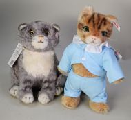 TWO LIMITED EDITION STEIFF STUFFED TOY CATS, hand-made in Germany with mohair fur and glass eyes and