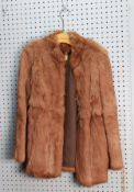 LADY'S 'DAPHMOND' CONEY FUR JACKET, light brown with shawl collar, single breasted front, vertical