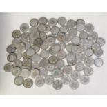 EIGHTY SIX GEORGE V SILVER FLORINS with varying degrees of wear, 30.5 ozs (86)