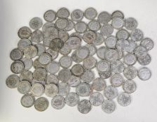 EIGHTY SIX GEORGE V SILVER FLORINS with varying degrees of wear, 30.5 ozs (86)