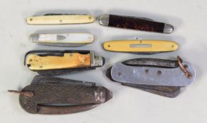VINTAGE PENKNIFE with mother of pearl clad case; 3 OTHER VINTAGE PENKNIVES and 3 multi-function