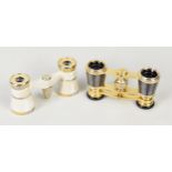 TWO PAIRS OF MID-2OTH CENTURY OPERA GLASSES, the black MOP set marked Eschenbach [2]