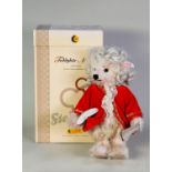 STEIFF, GERMAN, LIMITED EDITION TEDDY BEAR, MOZART, with white mohair fur, hand-styled wig, glass