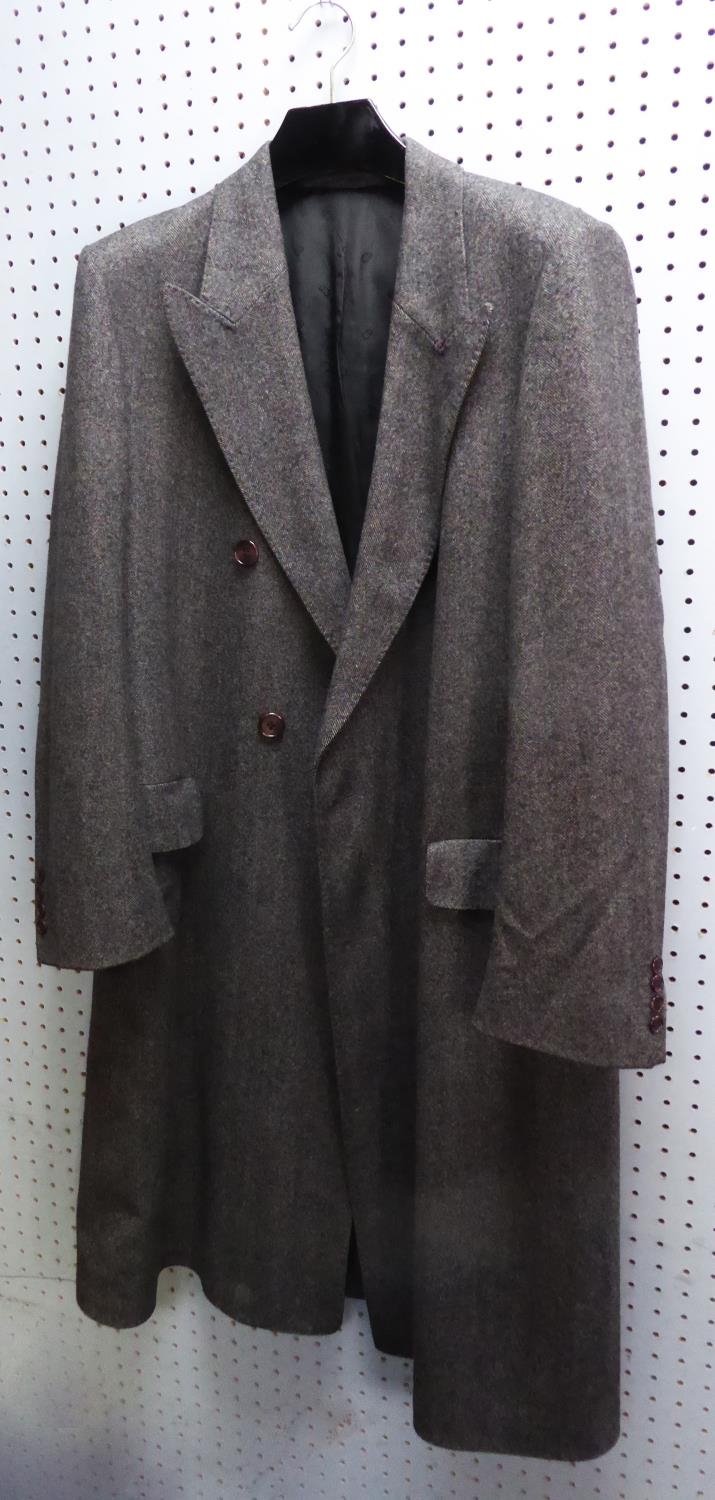 CHRISTIAN DIOR MONSIEUR GENTLEMAN'S OVERCOAT in grey pure wool herring bone fabric with double