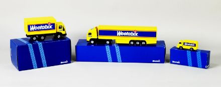 CORGI CLASSICS FOR WEETABIX THREE MINT AND BOXED DIE CAST VEHICLES, viz an articulated Volvo