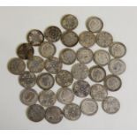 THIRTY THREE GEORGE V SILVER FLORINS, some bordering on fine condition, mainly showing wear, total