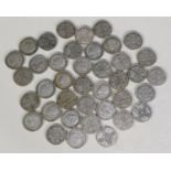 FIFTY FIVE GEORGE V SILVER FLORINS, considered to be of F condition, 19.5 ozs