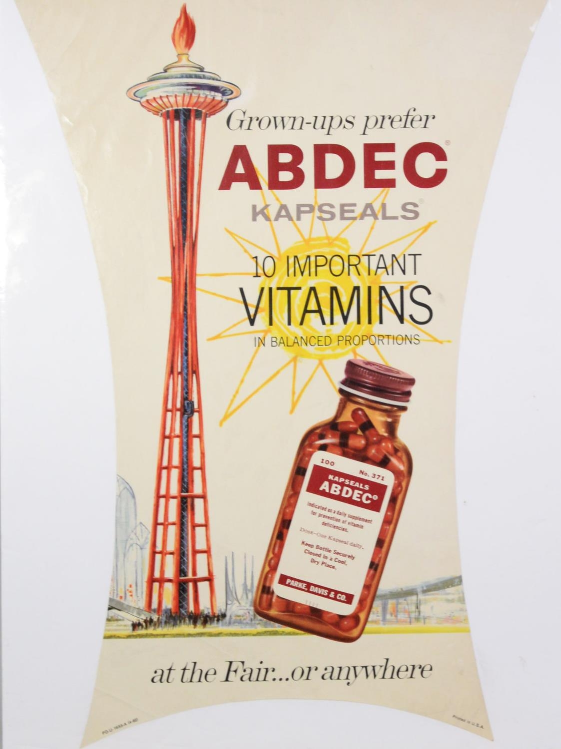 TWO SMALL ADVERTISING POSTERS FOR PALADAC VITAMIN TABLETS AT THE SEATTLE WORLD'S FAIR 1962, of - Image 2 of 3