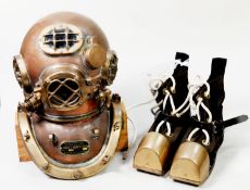 FULL SIZE REPLICA OF A U.S. NAVY COPPER AND BRASS  DIVERS HELMET, MARK V, MODEL 1 of traditional