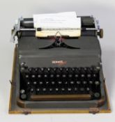 LATE 1950s/60s HERMES 2000 PORTABLE TYPEWRITER, in case and two roll-up CINE SCREENS (3)