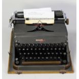 LATE 1950s/60s HERMES 2000 PORTABLE TYPEWRITER, in case and two roll-up CINE SCREENS (3)