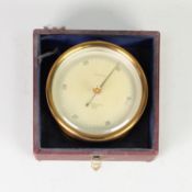 QUALITY BOXED NAGRETTI & ZAMBRA, LONDON COMPENSATED GILT BRASS CASED ANEROID BAROMETER, numbered