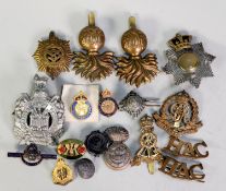 EIGHTEEN MILITARY AND OTHER VINTAGE BADGES, VARIOUS to include Military Police, Kings Own Scottish