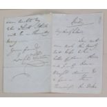 JOSEPH PAXTON 1801 - 18656 FOLDED FOUR PAGE SIGNED HAND-WRITTEN NOTE, writton on all sides in