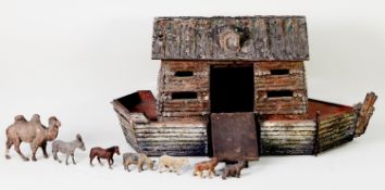 PROBABLY ELASTOLIN EARLY 20th CENTURY NOAH'S ARK of fair overall genuine condition, with