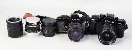 TWO CONTAX 35MM CAMERAS, one a 139 quartz with Tokina 28-70mm 1:3.5-4.5 lens, the other 167MT with