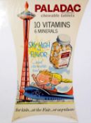 TWO SMALL ADVERTISING POSTERS FOR PALADAC VITAMIN TABLETS AT THE SEATTLE WORLD'S FAIR 1962, of