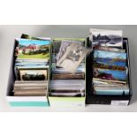 LARGE SELECTION OF EARLY 20th CENTURY TO CIRCA 1960s POSTCARDS SORTED INTO THREE SHOEBOXES, includes