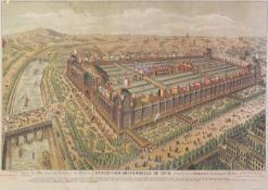 PANORAMIC CHRONOLITHOGRAPHIC PRINT OF THE EXHIBITION SITE, PARIS 1878, 23in (58.5cm) x 32in (81.