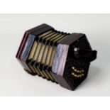 LACHENAL, LATE NINETEENTH CENTURY CONCERTINA OF TRADITIONAL HEXAGONAL FORM, with folaite scroll